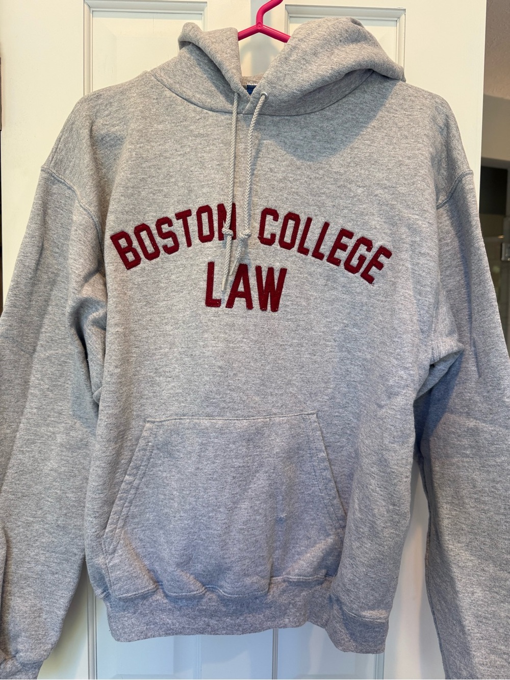 Champion Boston College Law Gray Hooded Sweatshirt, size medium